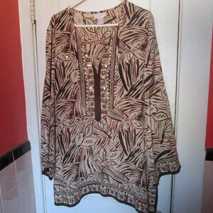 Soft Surroundings Silk Sequin Floral Tunic 2X Geometric Boho